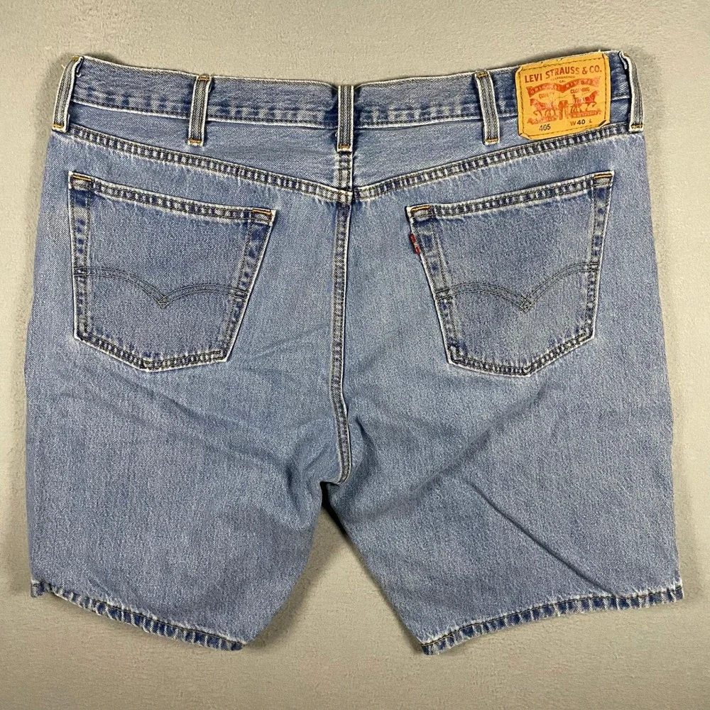 Levis 505 Regular Fit Denim Shorts Mens 40 Blue Mid Wash Cotton Jean Shorts‎